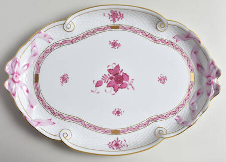 Chinese Bouquet Raspberry (AP) 15" Oval Tray