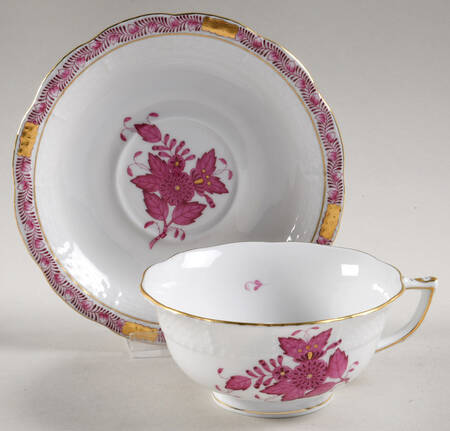 Chinese Bouquet Raspberry (AP) Footed Cup & Saucer Set