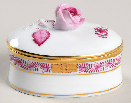 Chinese Bouquet Raspberry (AP) Mini Oval Box & Lid