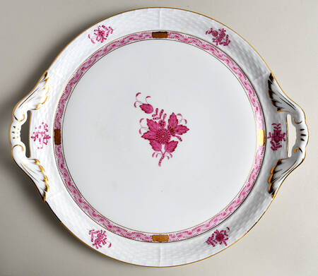 Chinese Bouquet Raspberry (AP) 11" Round Tray w/Handles
