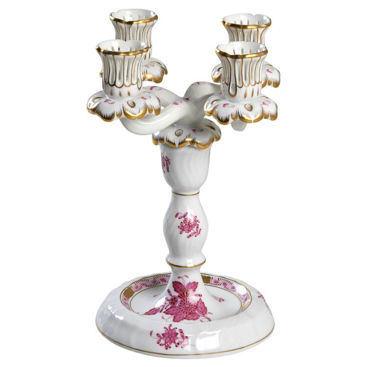 Chinese Bouquet Raspberry (AP) Four Light Candlestick