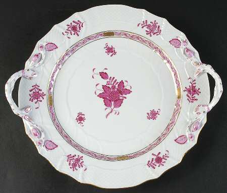 Chinese Bouquet Raspberry (AP) 12" Handled Chop Plate (Round Platter)