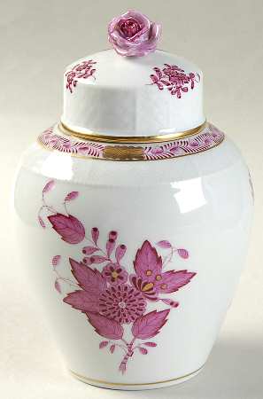 Chinese Bouquet Raspberry (AP) Tea Caddy & Lid