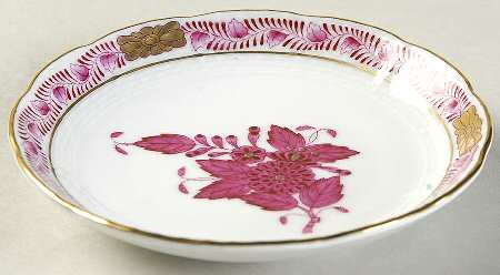 Chinese Bouquet Raspberry (AP) 4" Round Scalloped Dish