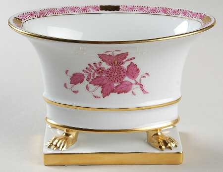 Chinese Bouquet Raspberry (AP) 4" Oval Footed Urn