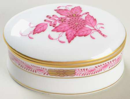 Chinese Bouquet Raspberry (AP) 2" Mini Oval Box & Lid