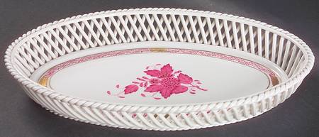 Chinese Bouquet Raspberry (AP) 10" Oval Open Weave Basket