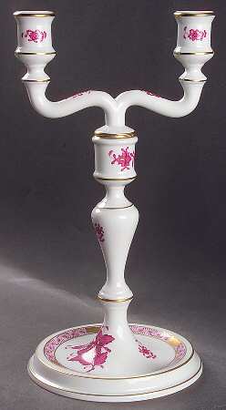 Chinese Bouquet Raspberry (AP) Double Light Candlestick