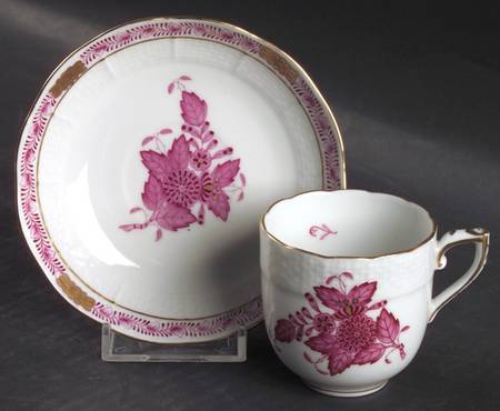 Chinese Bouquet Raspberry (AP) Flat Demitasse Cup & Saucer Set