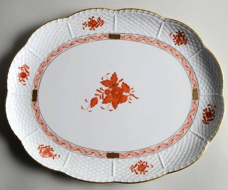 Chinese Bouquet Rust (AOG) 12" Oval Tray