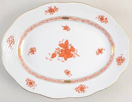 Chinese Bouquet Rust (AOG) 12" Oval Serving Platter