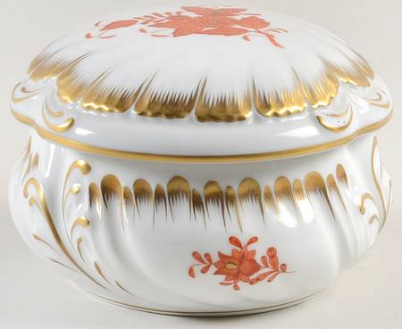 Chinese Bouquet Rust (AOG) 4" Round Bon Bon & Lid by Herend