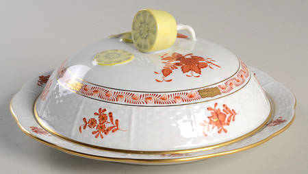 Chinese Bouquet Rust (AOG) Muffin Dish & Lid