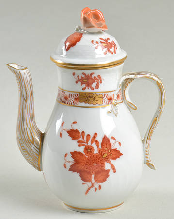 Chinese Bouquet Rust (AOG) Individual Coffee Pot & Lid