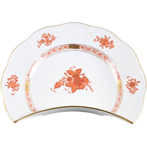 Chinese Bouquet Rust (AOG) Crescent Salad Plate