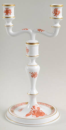 Chinese Bouquet Rust (AOG) Double Light Candlestick