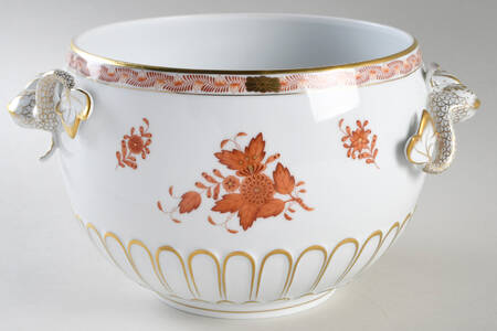 Chinese Bouquet Rust (AOG) Dolphin Handle & Finial Tureen No Lid