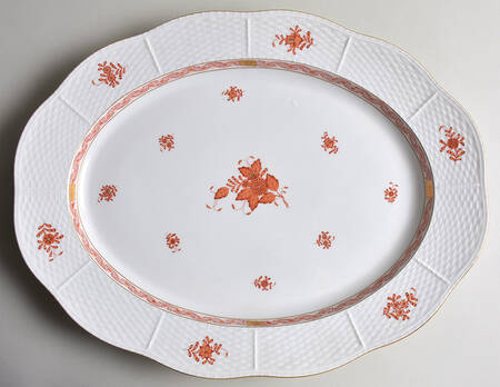 Chinese Bouquet Rust (AOG) 18" Oval Serving Platter