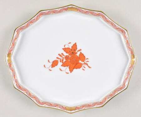 Chinese Bouquet Rust (AOG) 9" Scalloped Tray