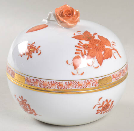 Chinese Bouquet Rust (AOG) 4" Round Box & Lid by Herend