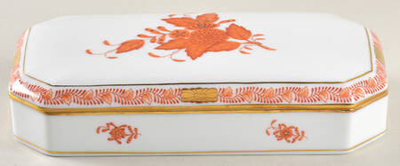 Chinese Bouquet Rust (AOG) Oblong Box & Lid by Herend