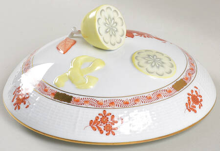 Chinese Bouquet Rust (AOG) Lid for Bean Pot