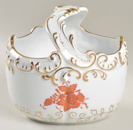Chinese Bouquet Rust (AOG) 6" Handled Basket by Herend