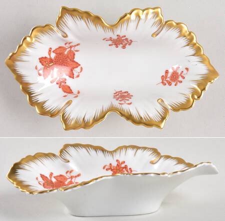 Chinese Bouquet Rust (AOG) 6" Leaf Dish by Herend