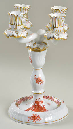 Chinese Bouquet Rust (AOG) Four Light Candlestick