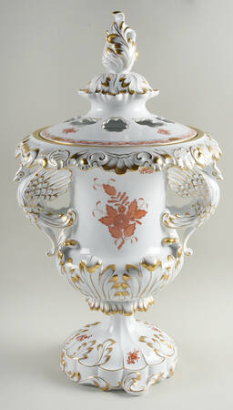 Chinese Bouquet Rust (AOG) Vase/Urn & Lid by Herend