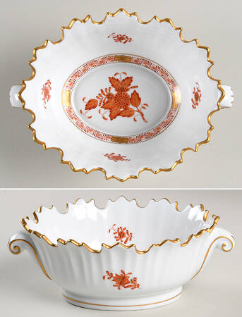 Chinese Bouquet Rust (AOG) Oval Open Candy Dish