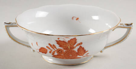 Chinese Bouquet Rust (AOG) Footed Cream Soup Bowl