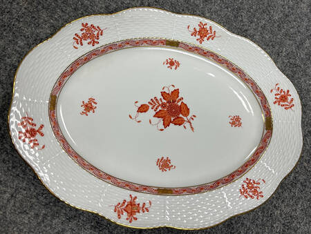 Chinese Bouquet Rust (AOG) 13" Oval Serving Platter