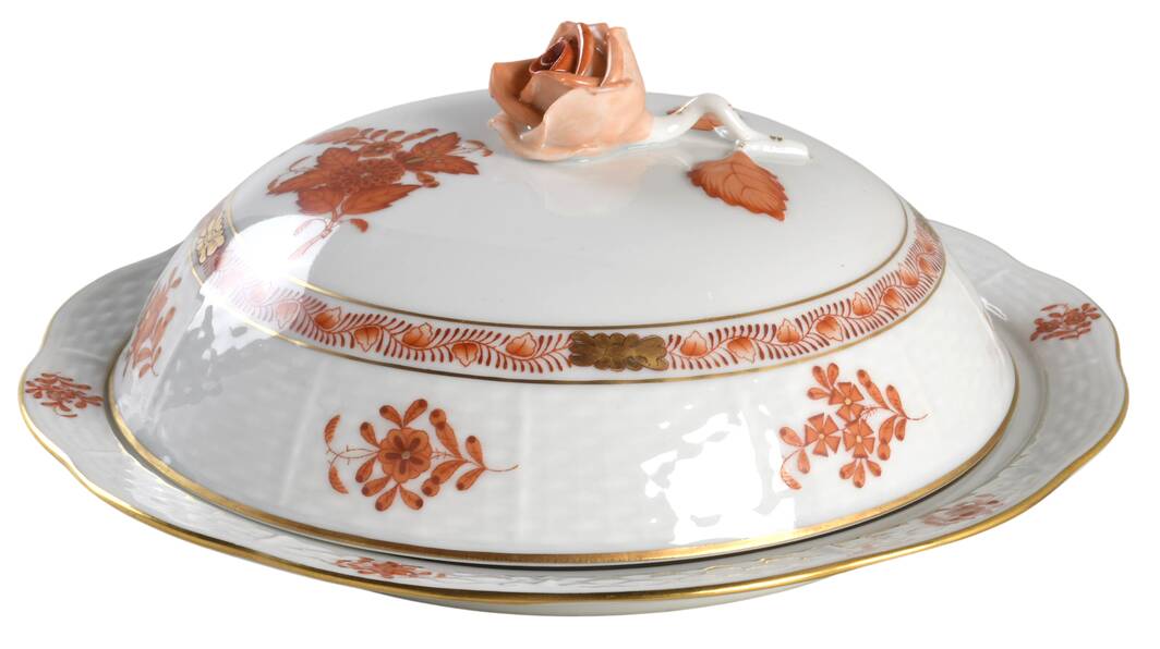 Chinese Bouquet Rust (AOG) Muffin Dish & Lid by Herend