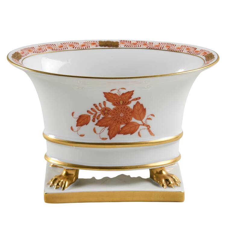 Chinese Bouquet Rust (AOG) 4" Oval Footed Urn by Herend