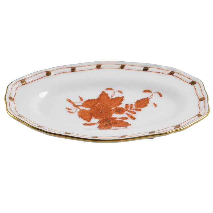 Chinese Bouquet Rust (AOG) 4" Oval Tray by Herend