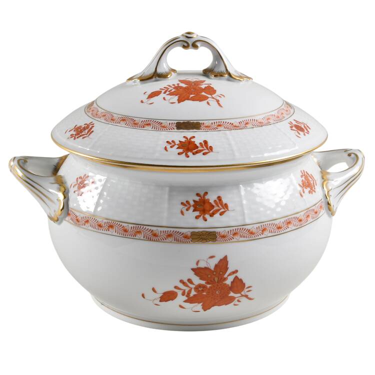 Chinese Bouquet Rust (AOG) Bean Pot & Lid
