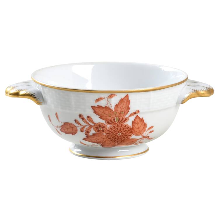 Chinese Bouquet Rust (AOG) Footed Bouillon Cup by Herend