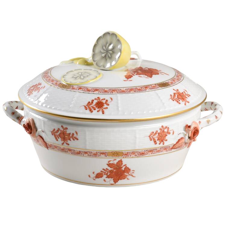 Chinese Bouquet Rust (AOG) Round Covered Vegetable by Herend