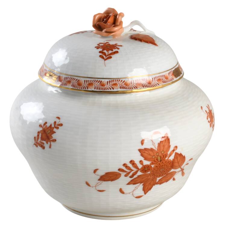 Chinese Bouquet Rust (AOG) Medium Ginger Jar & Lid by Herend