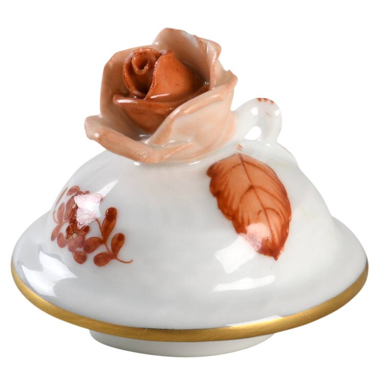 Chinese Bouquet Rust (AOG) Lid for Small Coffee Pot by Herend