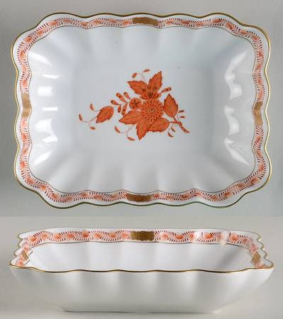 Chinese Bouquet Rust (AOG) Oblong Nut Dish