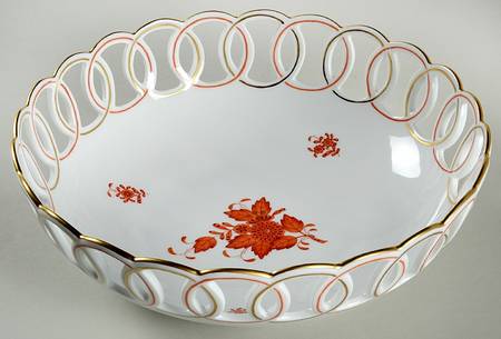 Chinese Bouquet Rust (AOG) 9" Pierced Round Bowl
