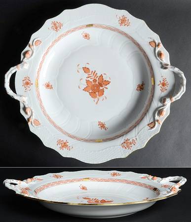 Chinese Bouquet Rust (AOG) 17" Handled Chop Plate (Round Platter)