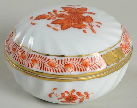 Chinese Bouquet Rust (AOG) Ring Box & Lid by Herend