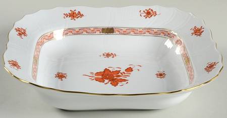 Chinese Bouquet Rust (AOG) 11" Large Square Fruit Bowl