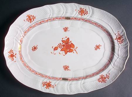 Chinese Bouquet Rust (AOG) 15" Oval Serving Platter