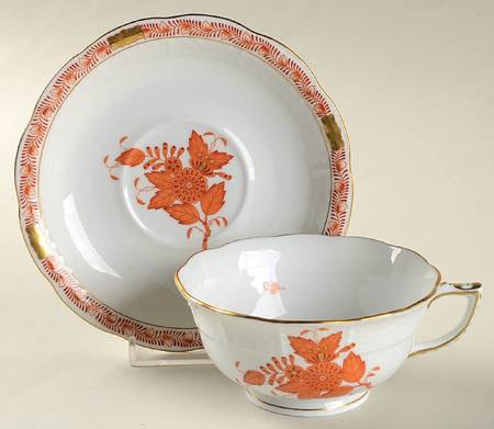 Chinese Bouquet Rust (AOG) Flat Cup & Saucer Set