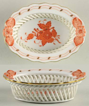 Chinese Bouquet Rust (AOG) 3" Oval Open Weave Basket