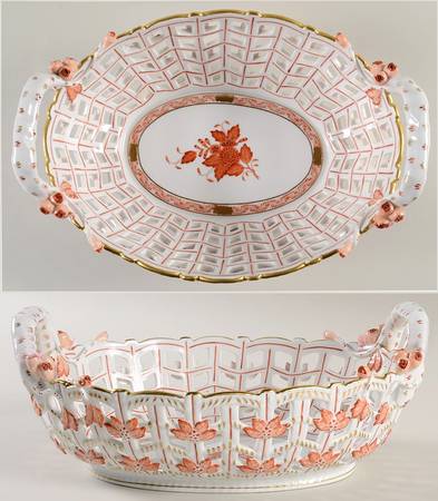 Chinese Bouquet Rust (AOG) 10" Oval Open Weave Basket